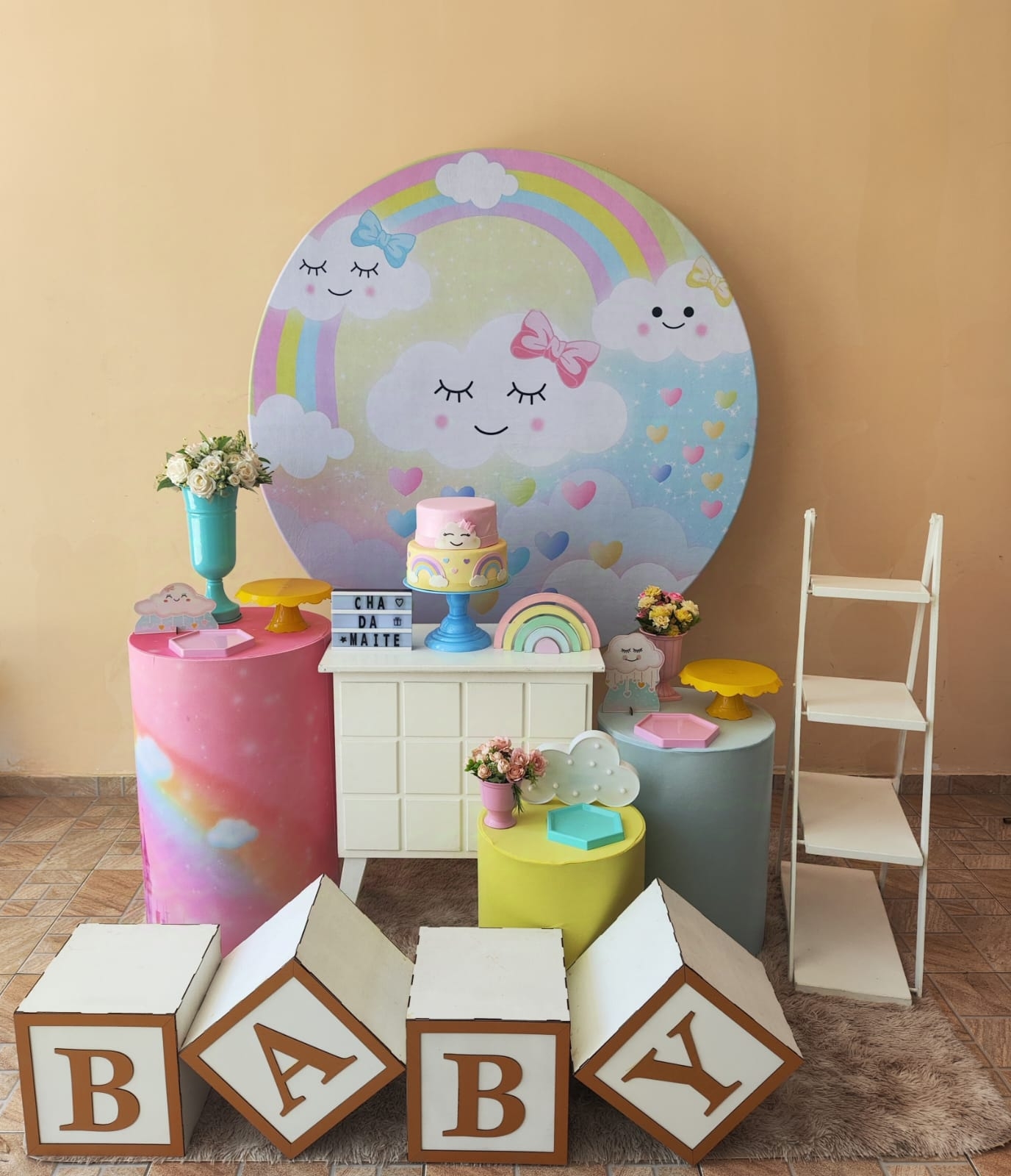 Chá de bebê Menina Chuva de Amor Kit Ouro