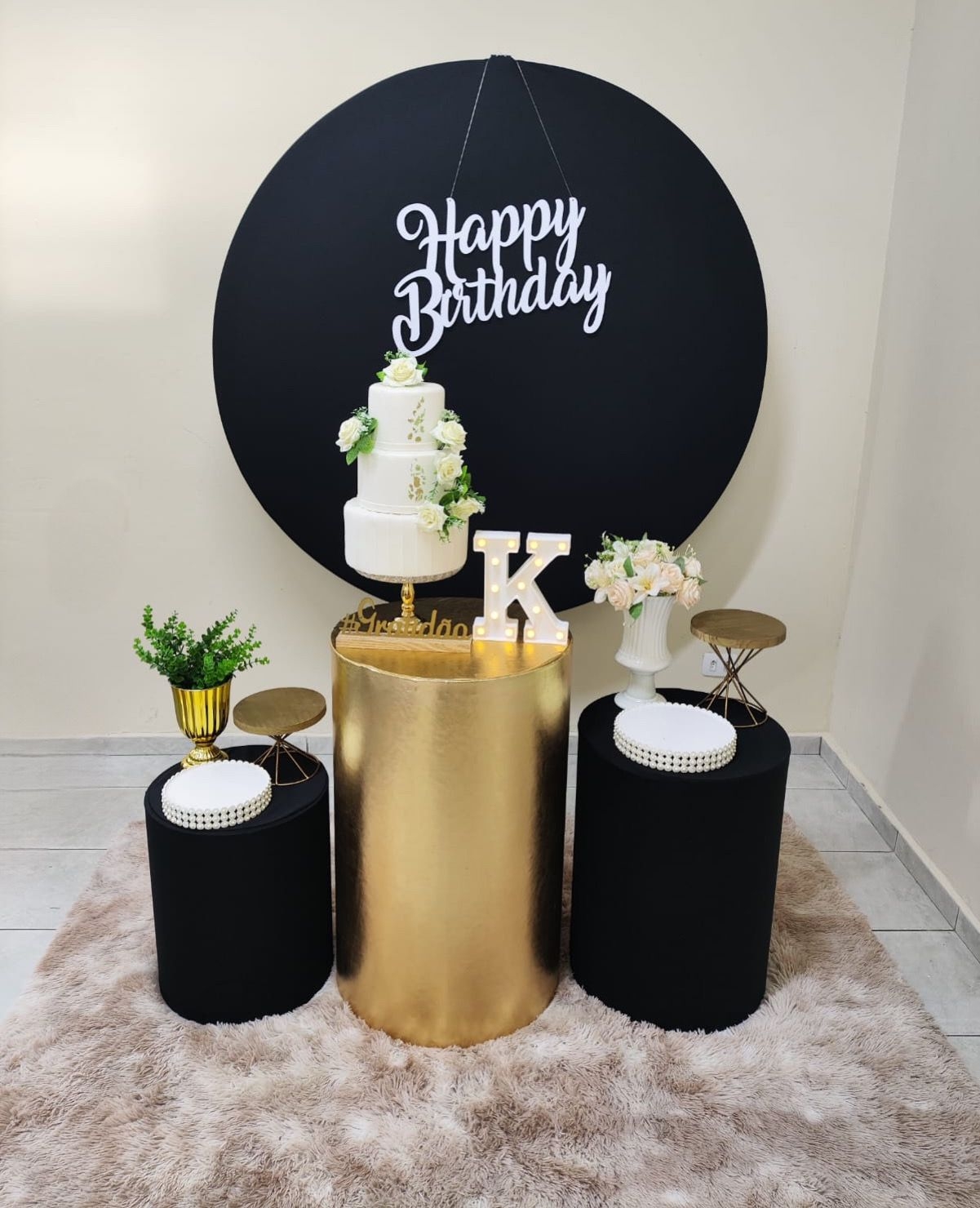 Preto com Dourado Feminino Kit Bronze 