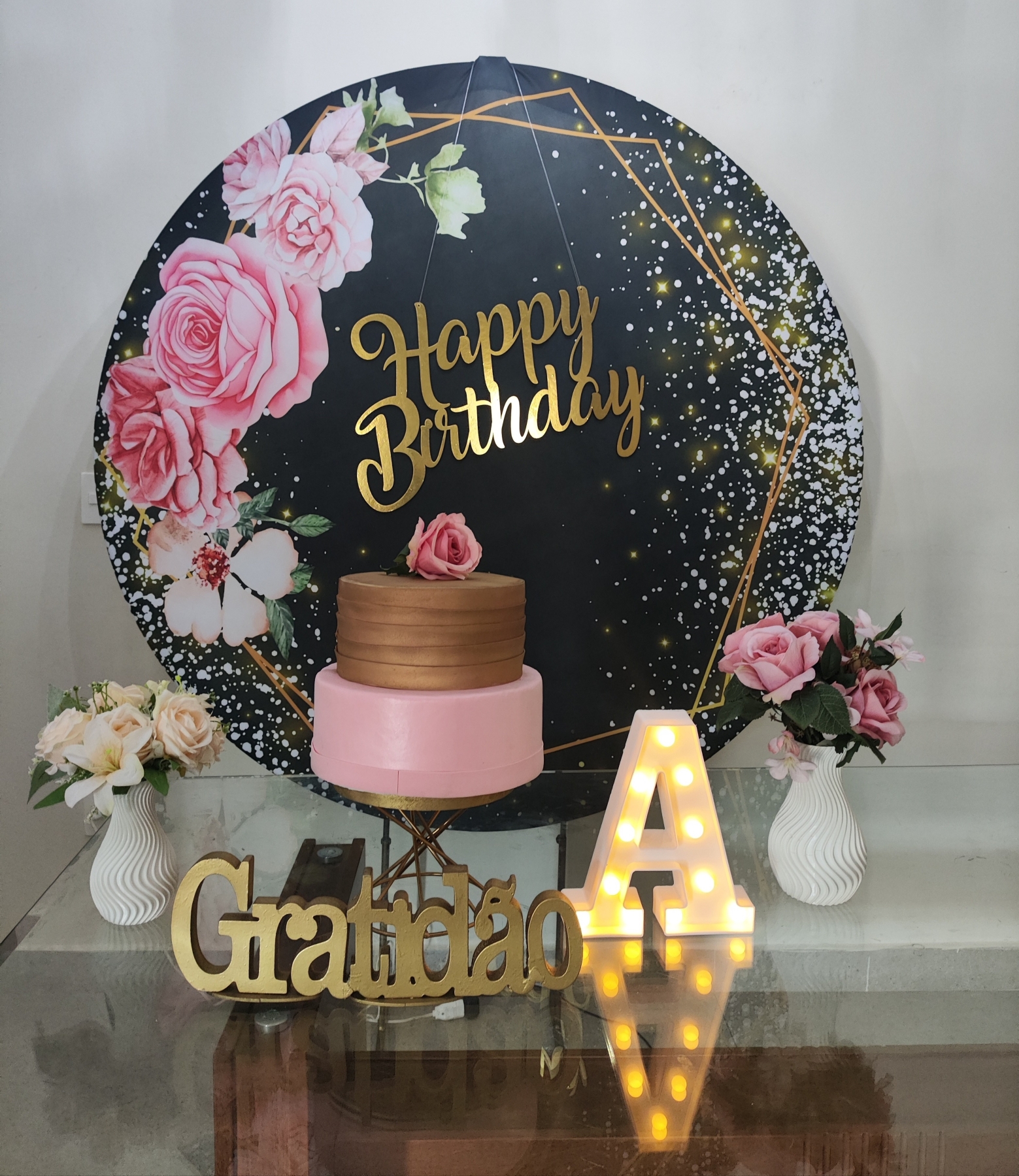 Floral Fundo Preto Kit Bronze I