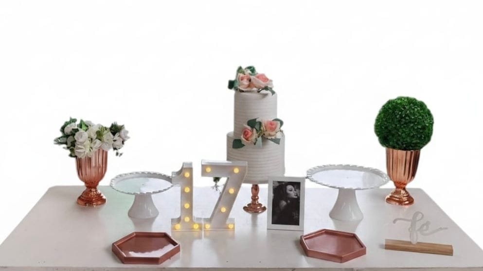 Aniversário Rose e Branco Kit Cantinho II 