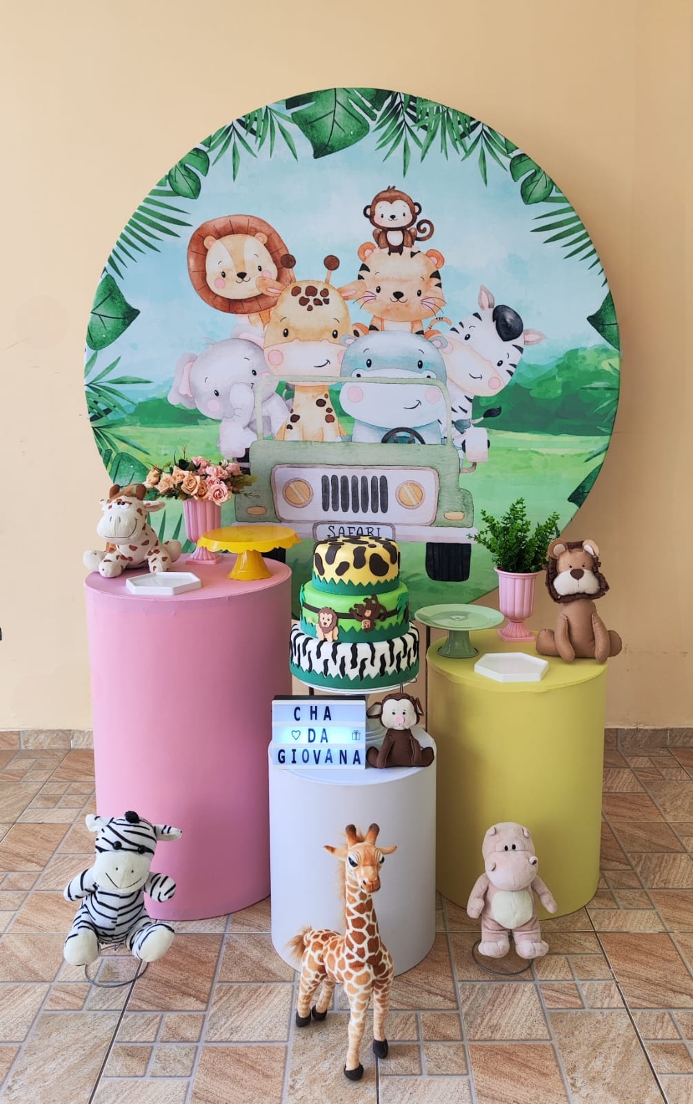 Chá de bebê Menina Safari Capa Verde kit Bron