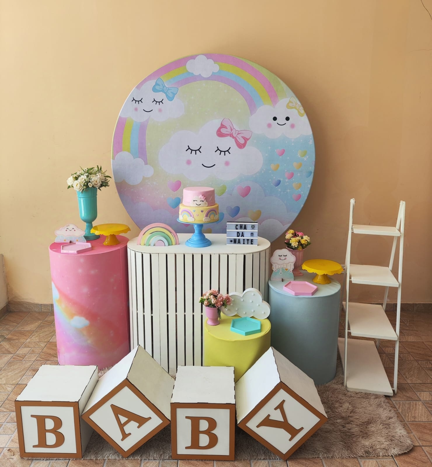 Chá de bebê Menina Chuva de Amor Kit Ouro II