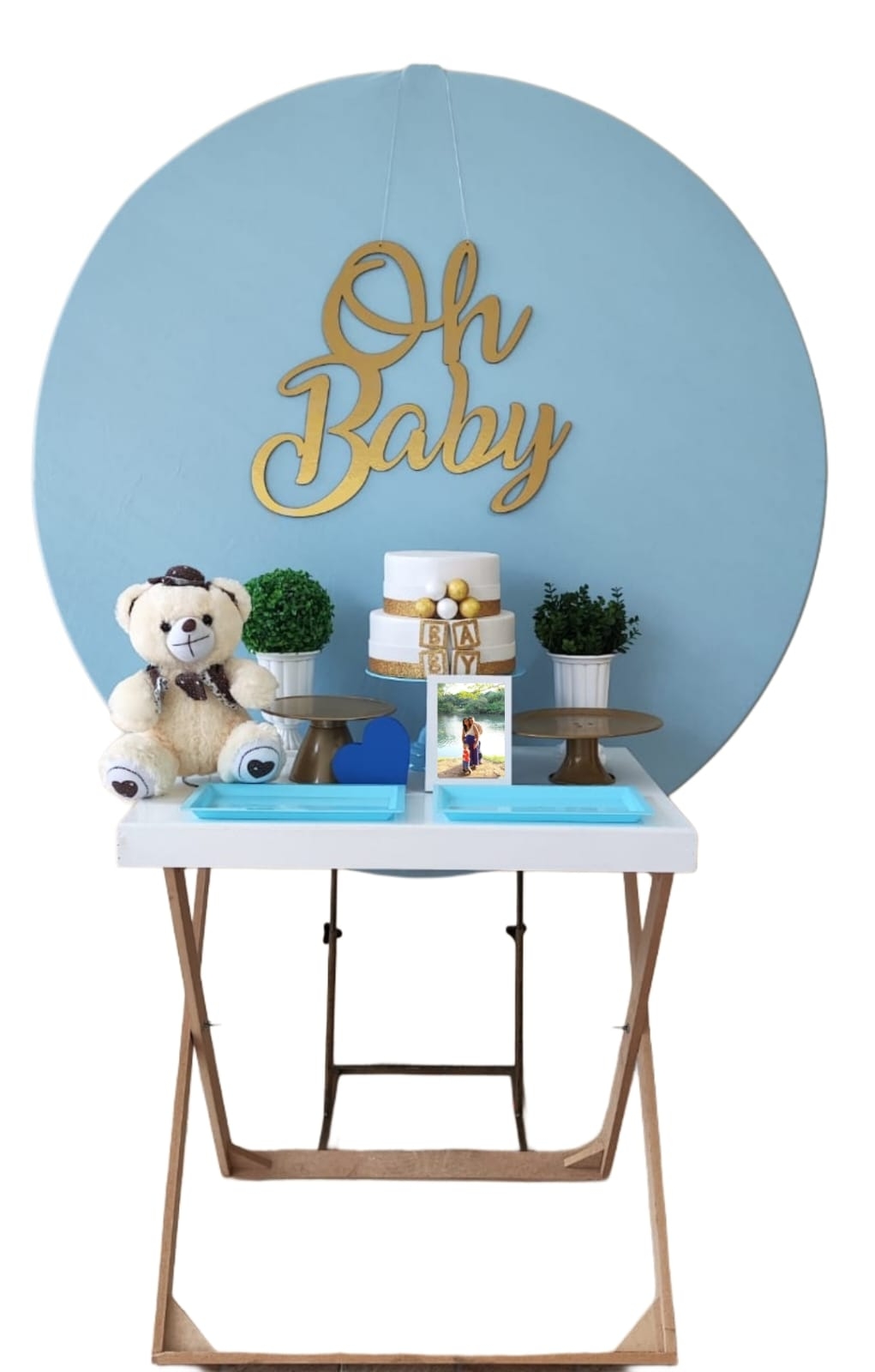 Chá de Bebê Menino Capa Azul Kit Bronze