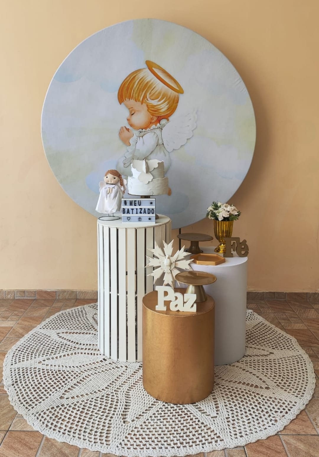 Batizado Anjo Unissex Kit Ouro