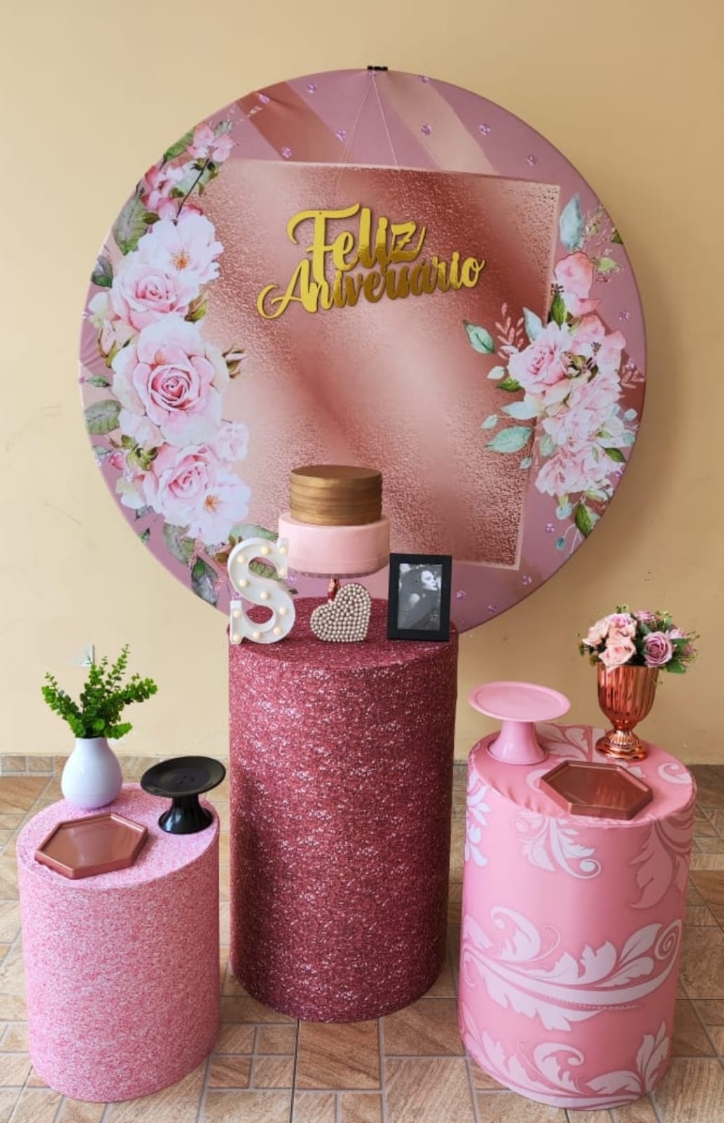 Rose com Flores Kit Prata I