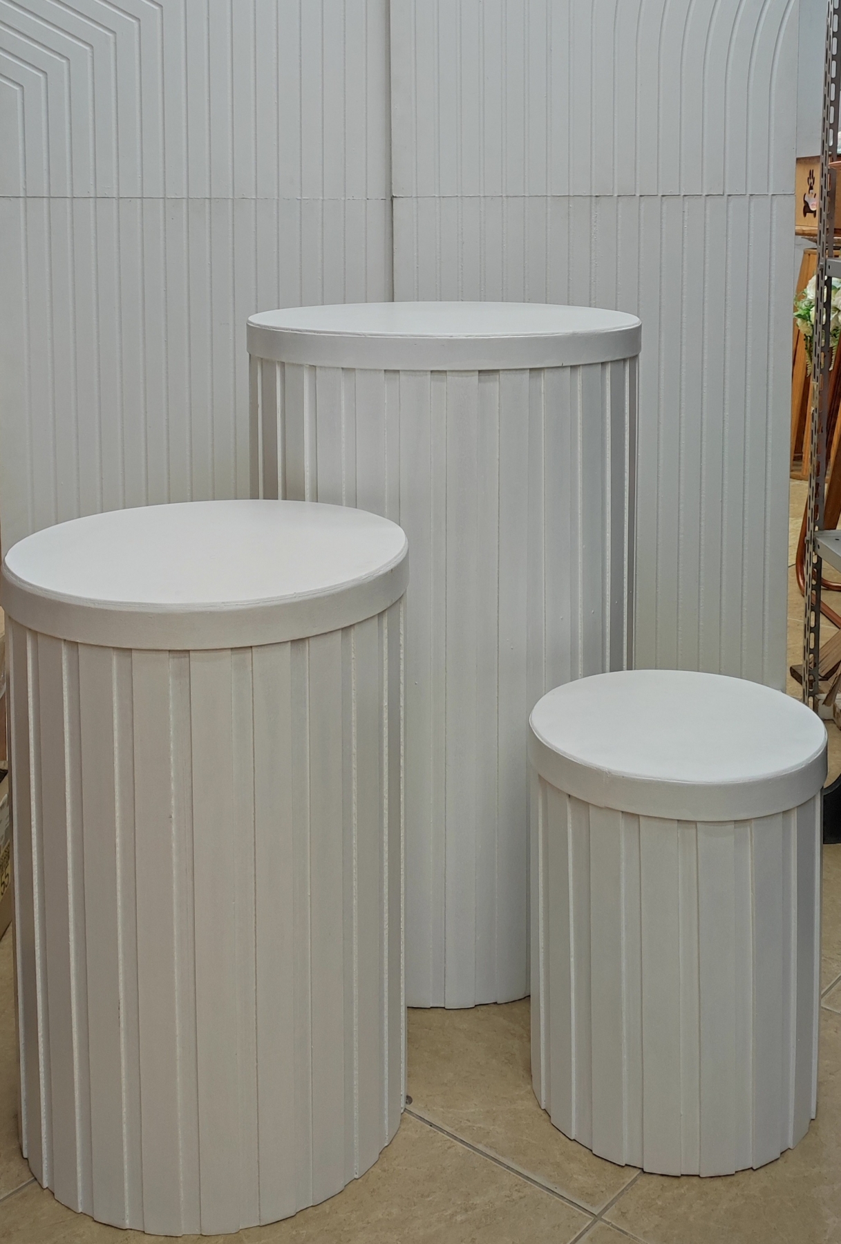 Kit cilindros brancos frisados 