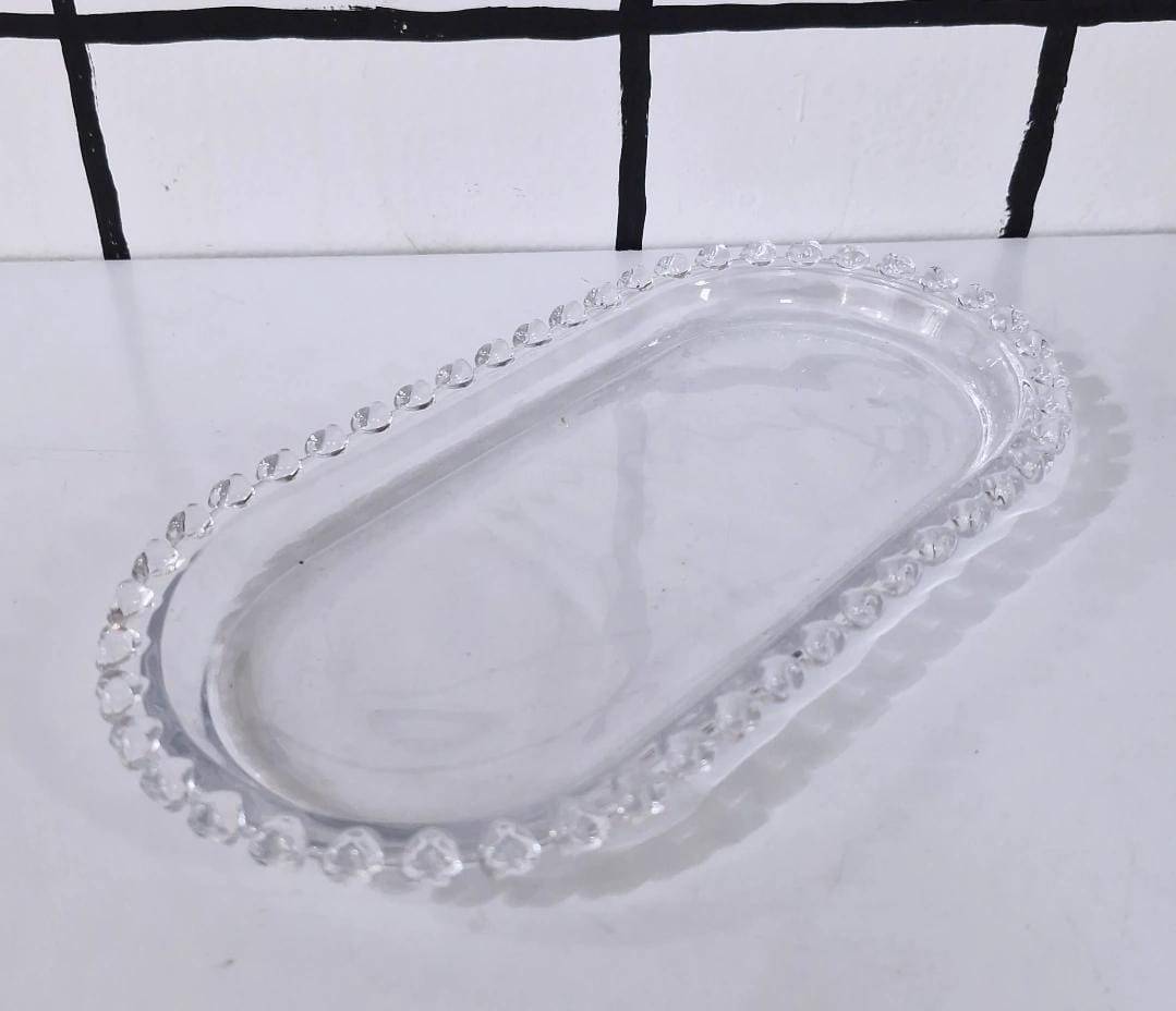 Bandeja de cristal oval de coração