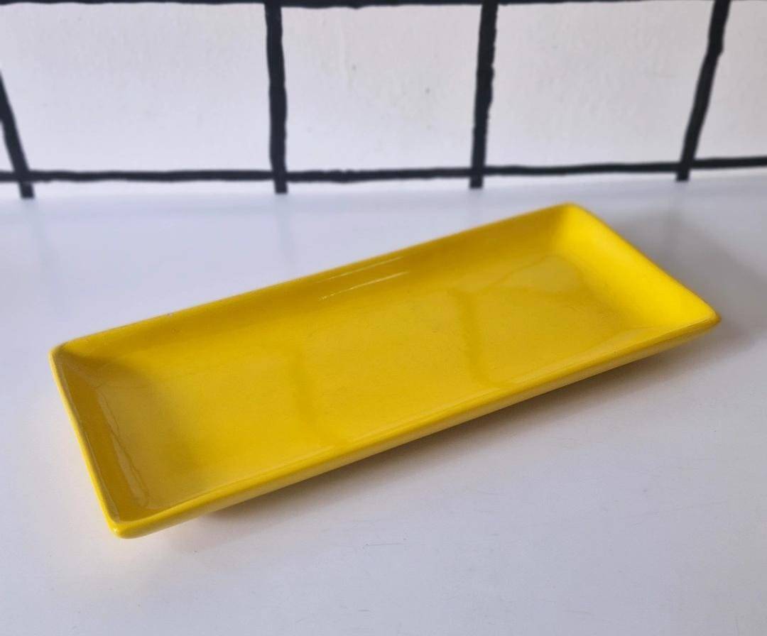 Bandeja amarelo gema retangular ceramica