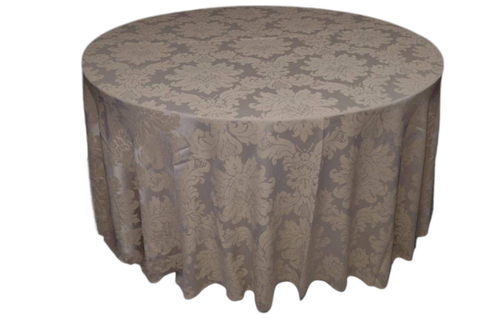 Toalha de mesa redonda bege de jacquard Medalhão