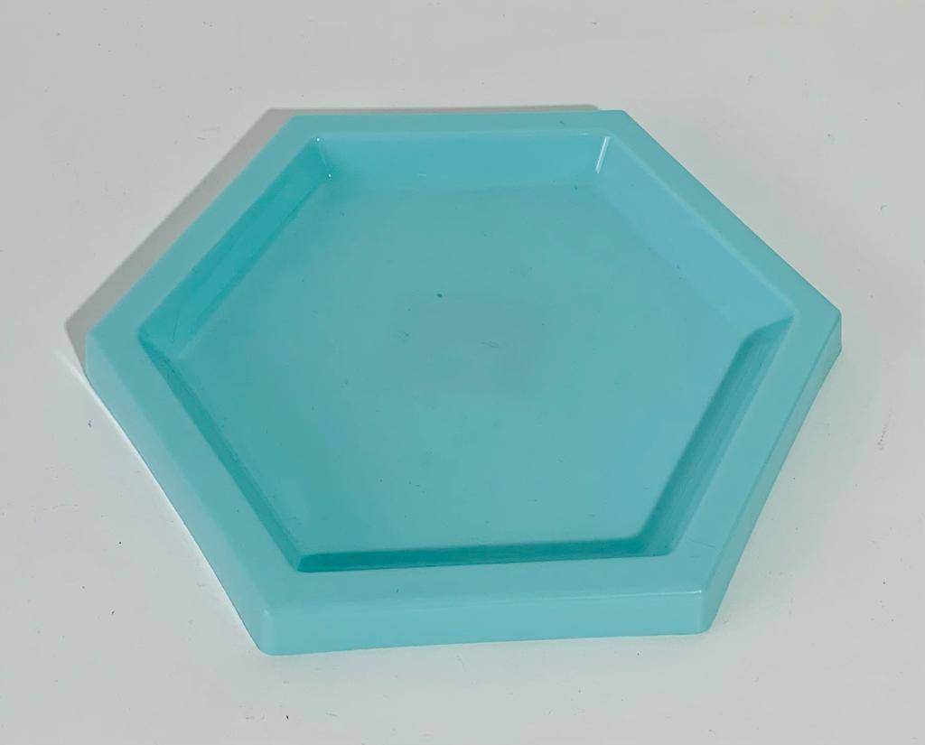 Bandeja Hexagono Plastico Verde Agua