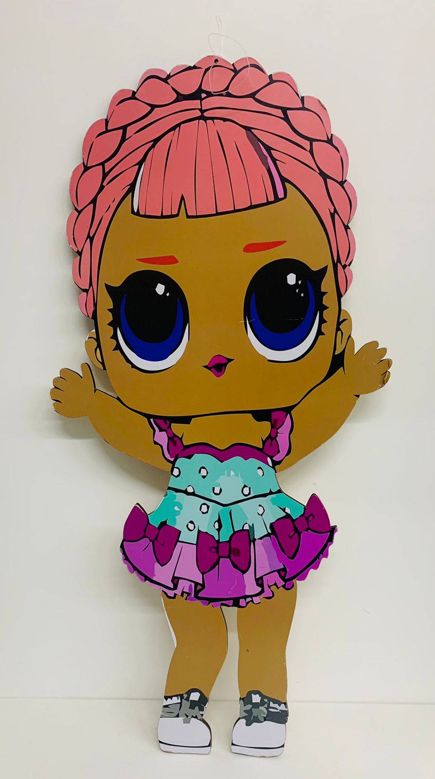 Display Lol Cabelo Rosa Trançado MDF