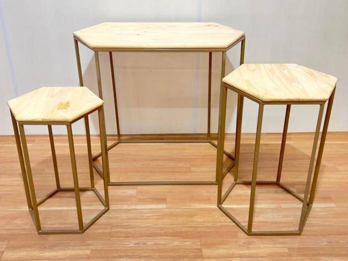 Kit Mesa Hexagonal Dourada