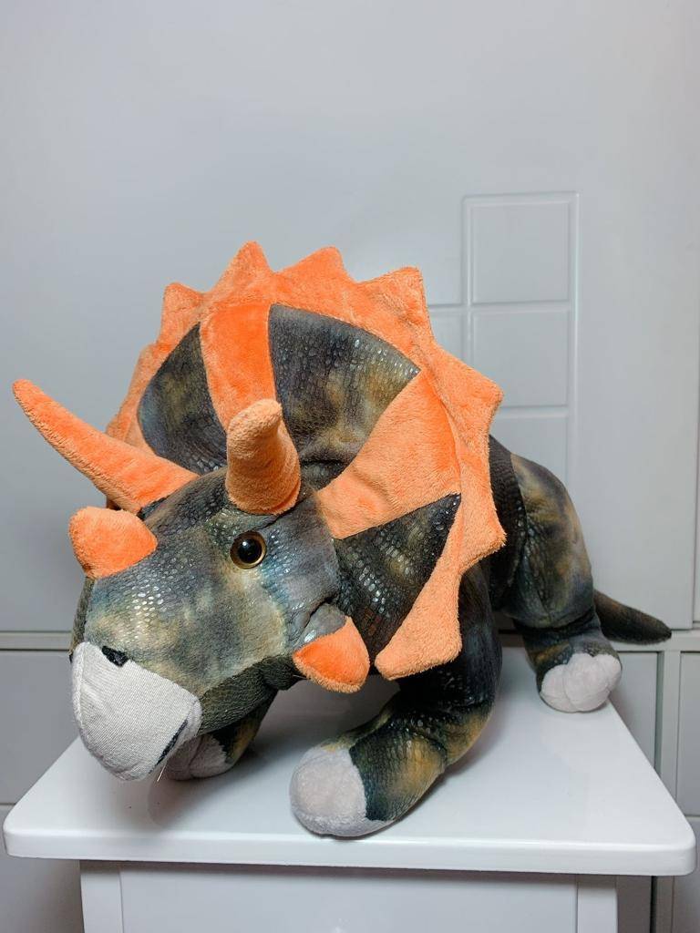 Dinossauro Marrom e Laranja Pelúcia