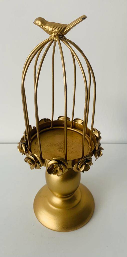 Candelabro Gaiola Dourada M
