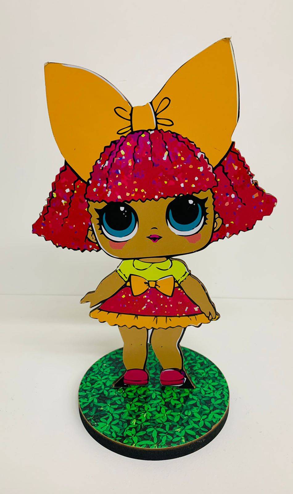 Display Lol Cabelo Rosa com Glitter MDF