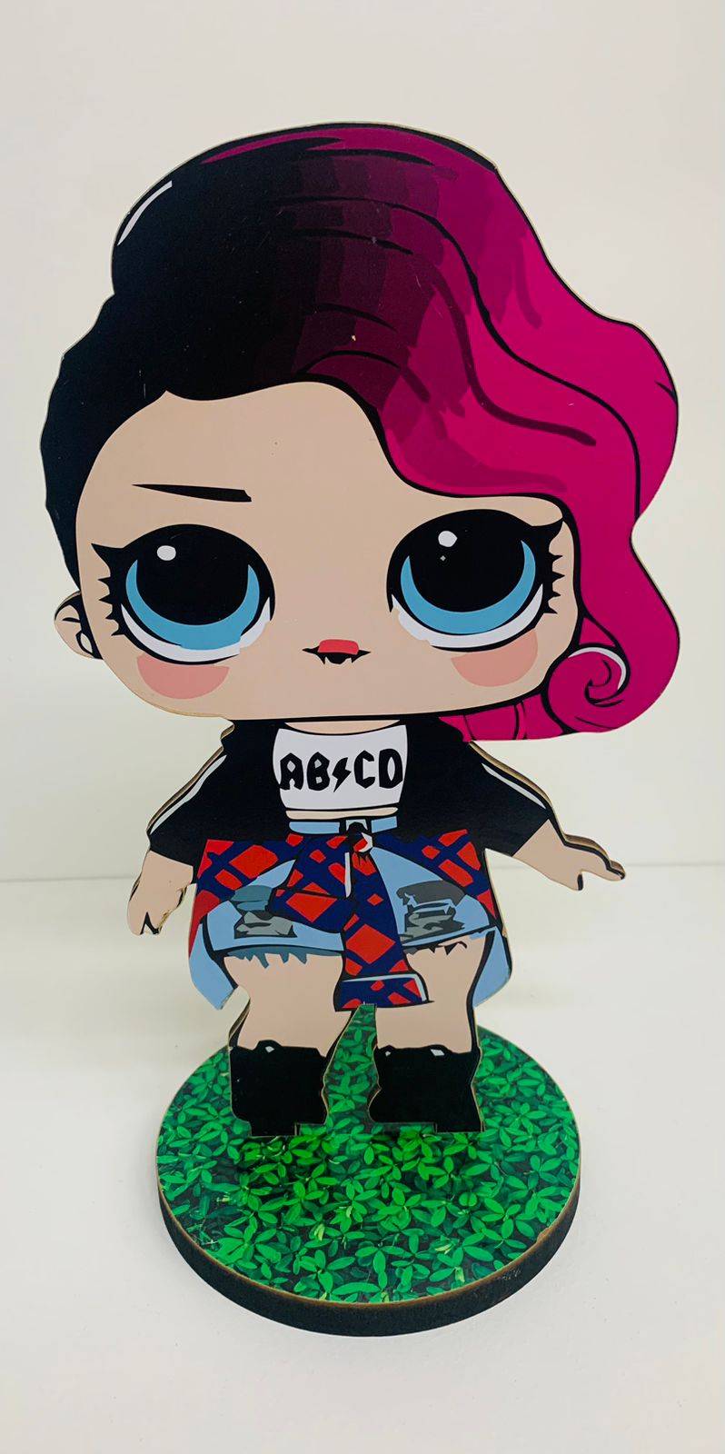 Display Lol Cabelo Rosa e Preto MDF