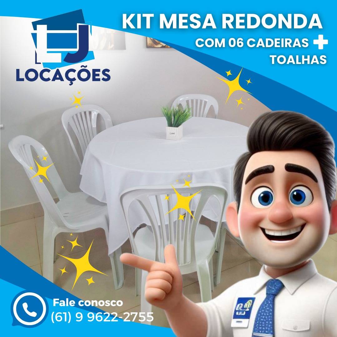 Kit Mesa Redonda 6  cadeiras e toalha
