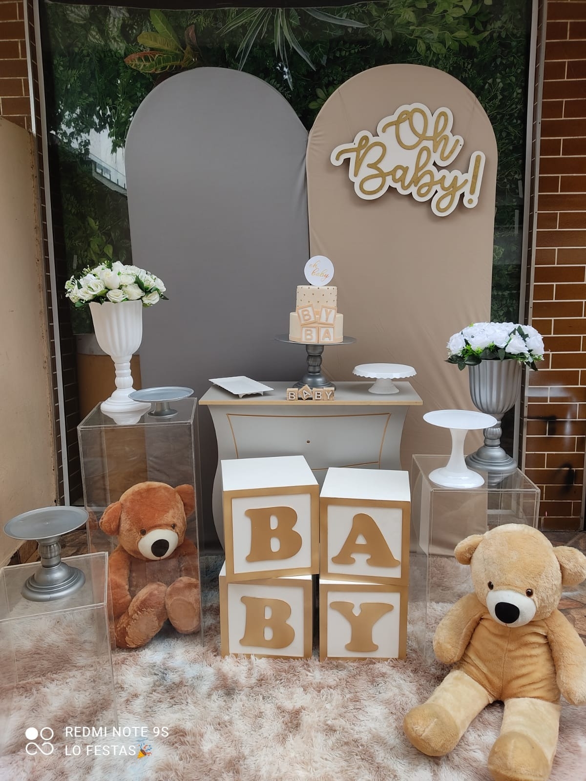 Oh baby cinza chá de bebe