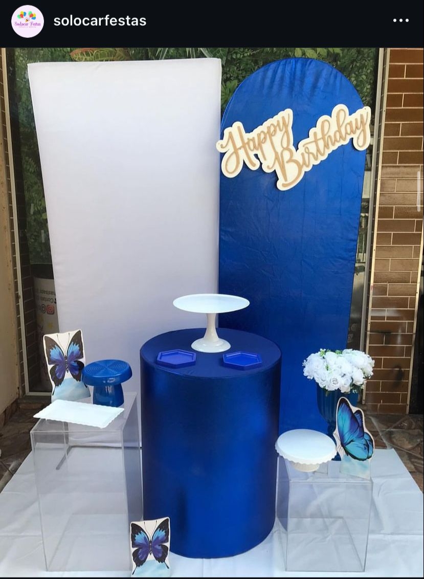 Azul metalizado com Borboleta azul