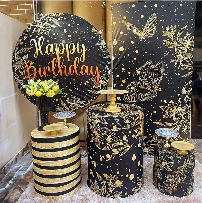 Happy birthday preto dourado c borboletas