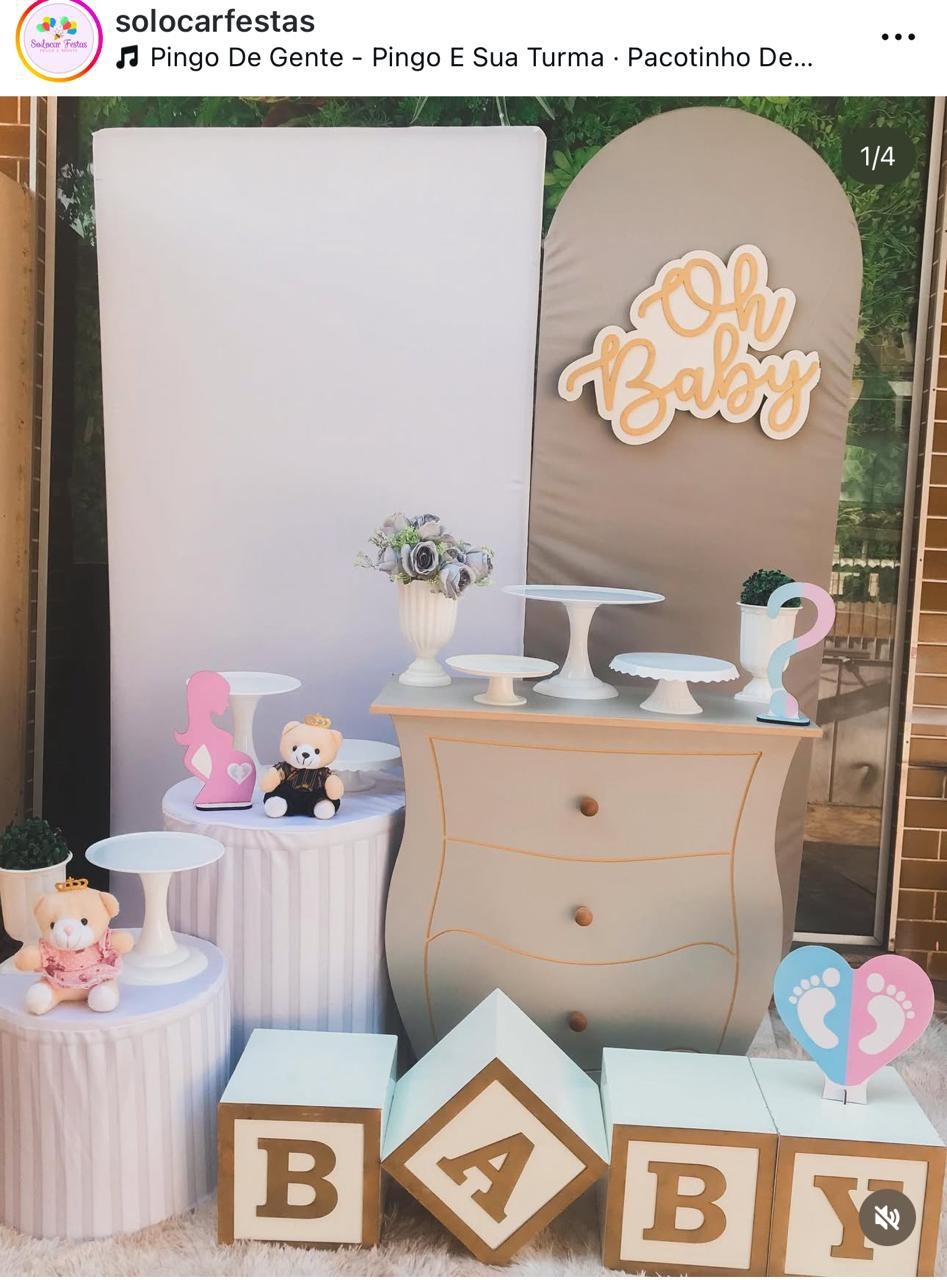 Cha revelaçao OH Baby bege e branco