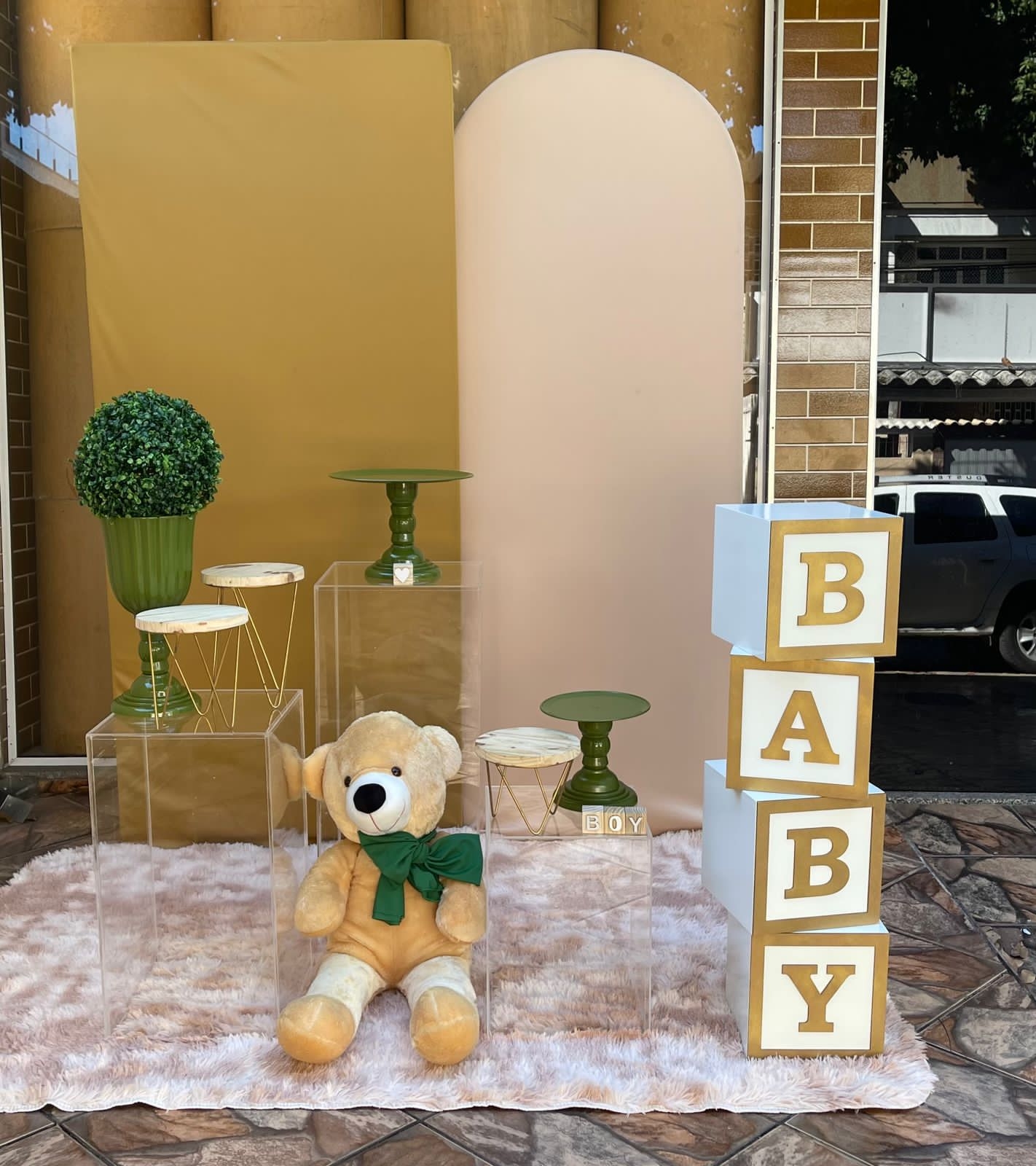 CHÁ  DE BEBE MENINO VERDE oliva