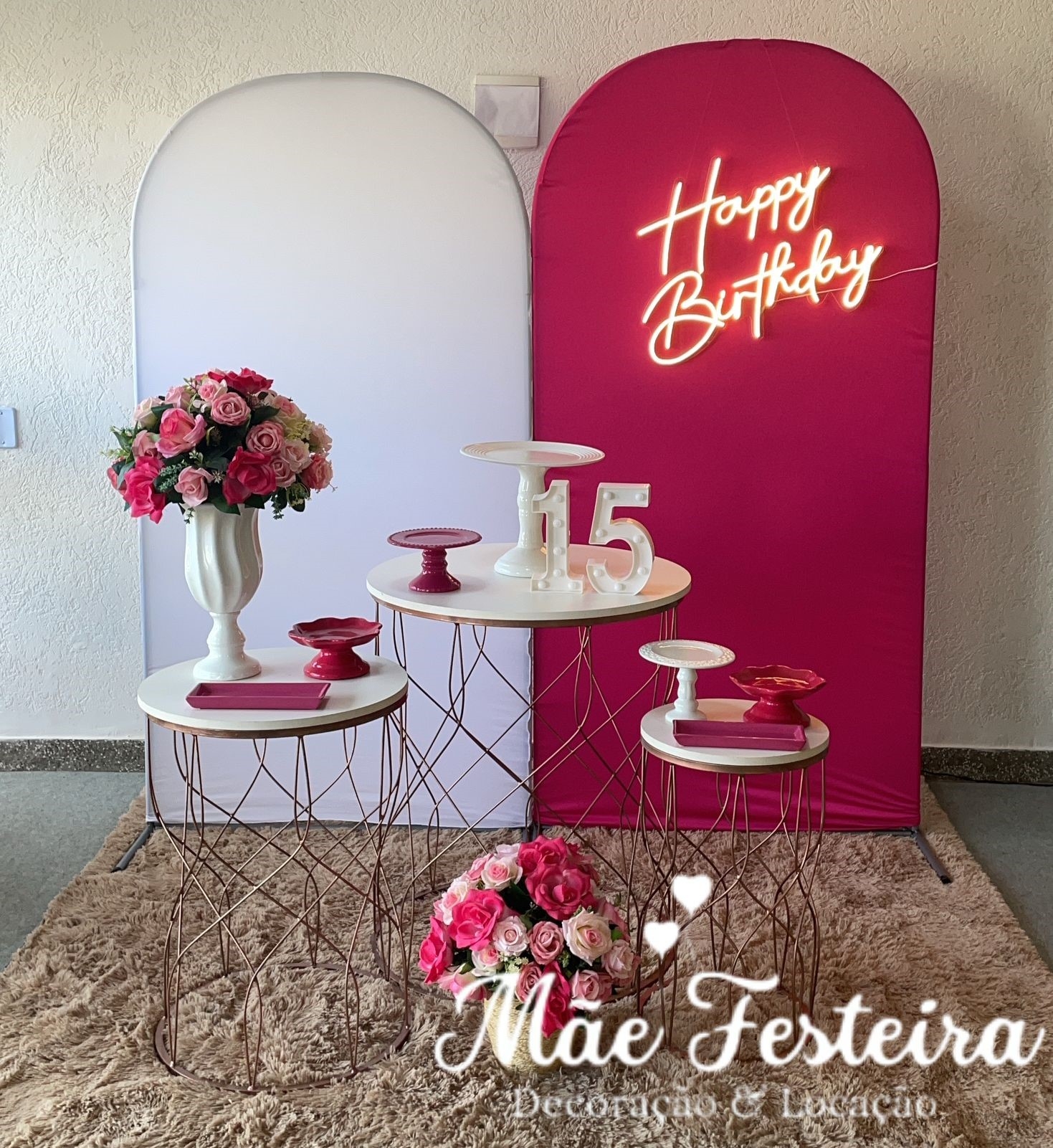  KIT FESTA 15 ANOS | BRANCO E PINK