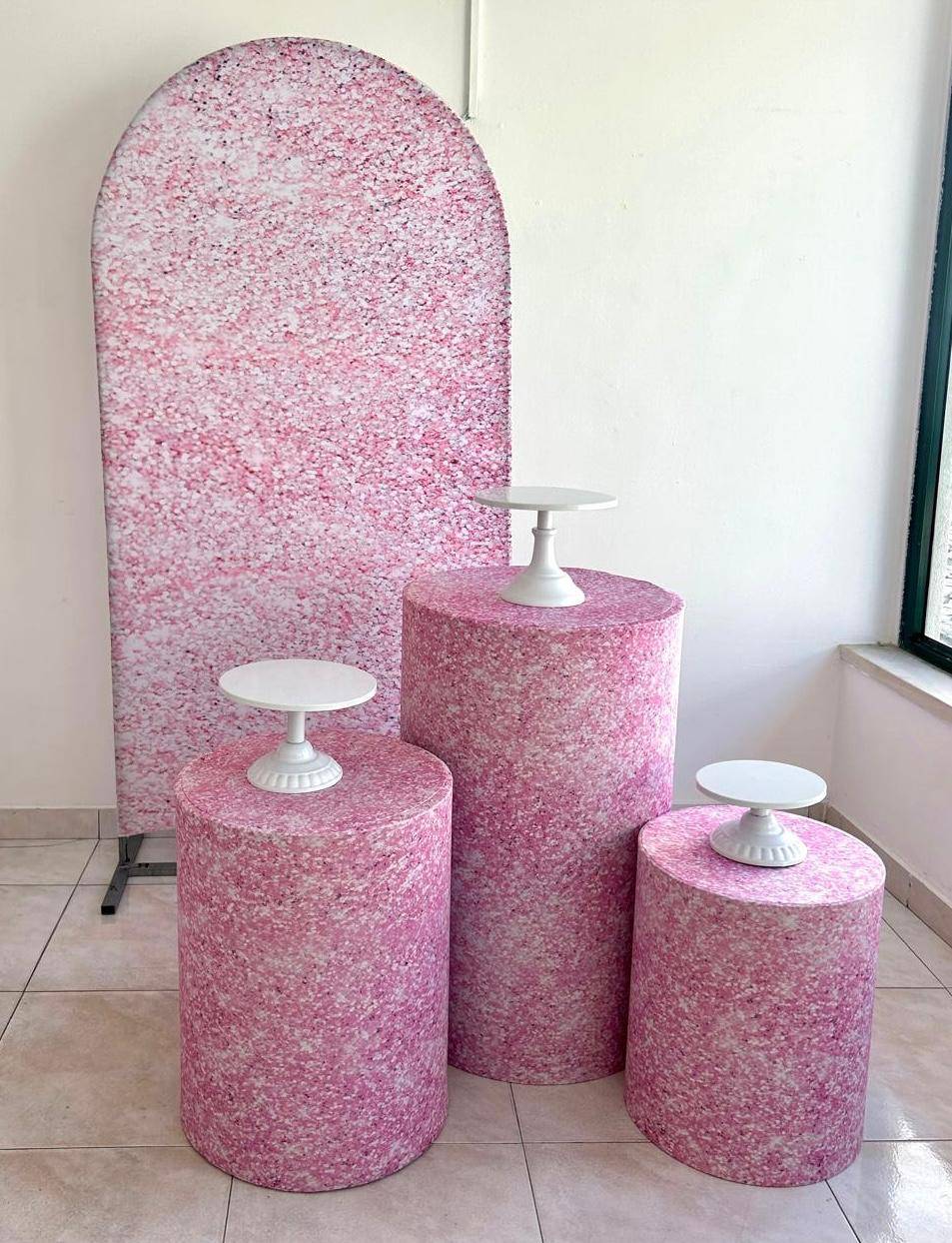 Painel Romano Rosa Claro Efeito Brilho