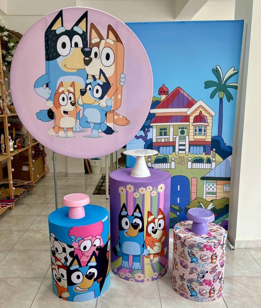 Painel Redondo Bluey Rosa