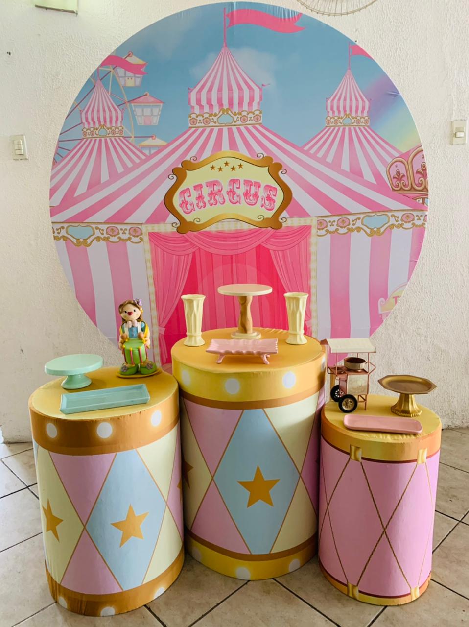 Kit circo rosa cilindros 