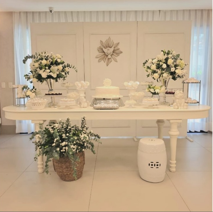 kit batizado branco e prata