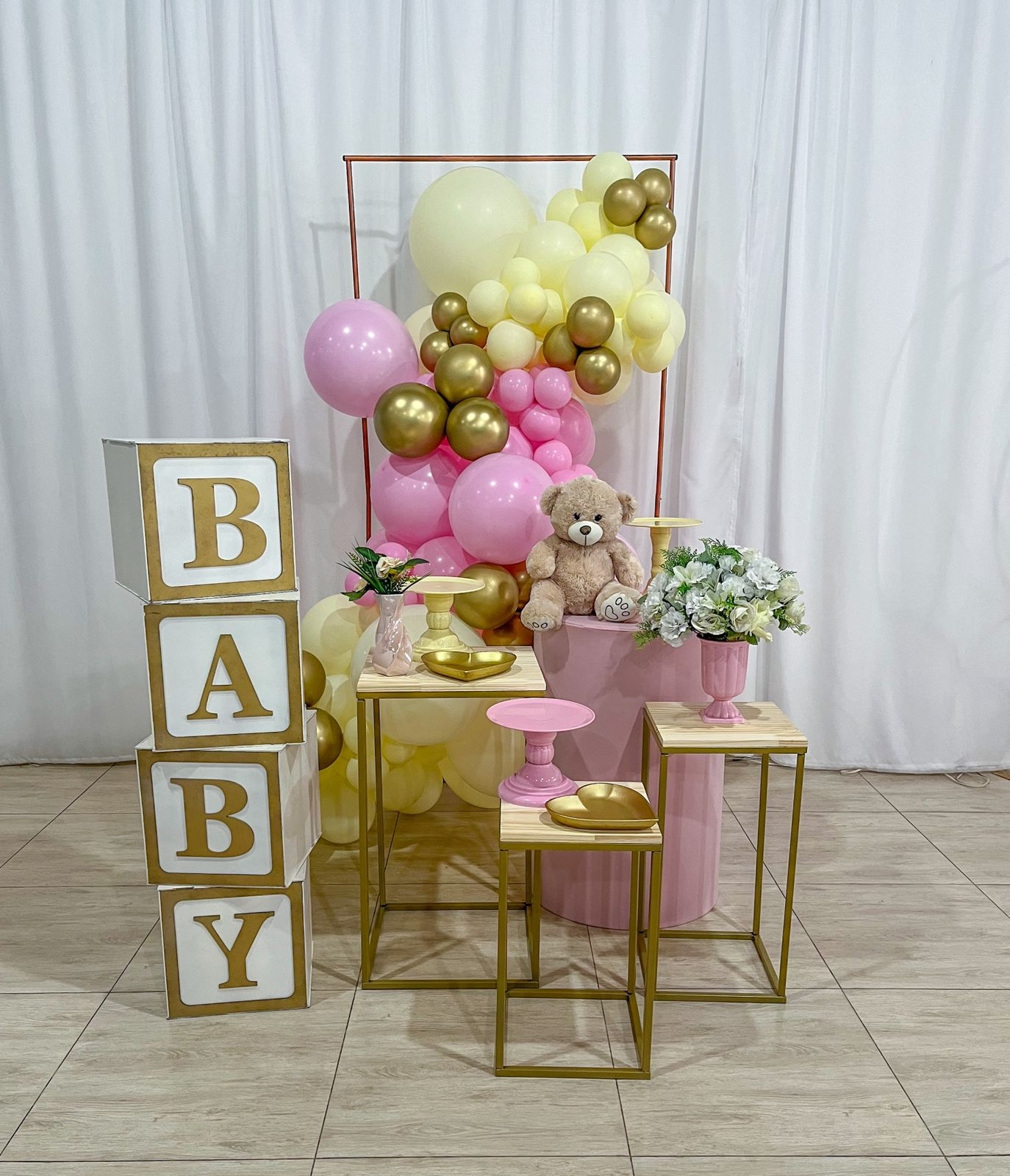 Chá de bebê rosa clean 