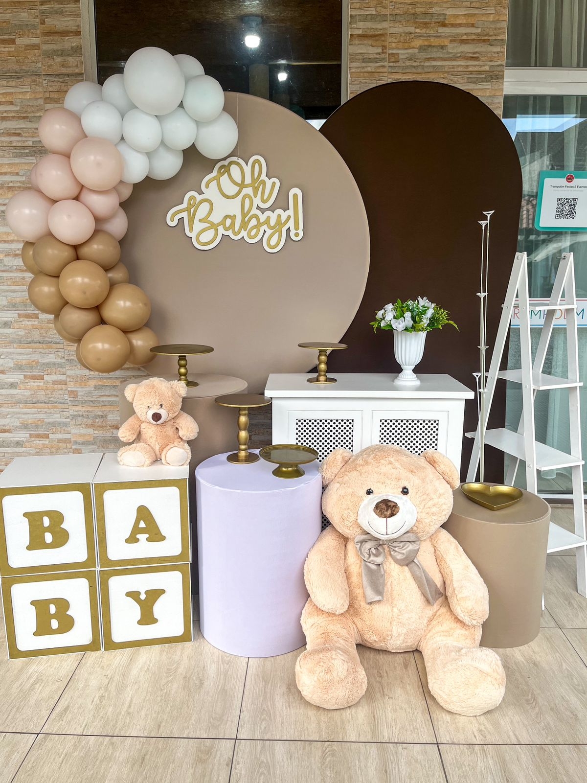 Chá de bebê bege kit diamante 