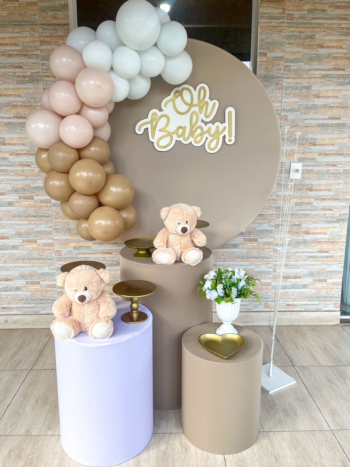 Chá de bebê bege kit ouro 